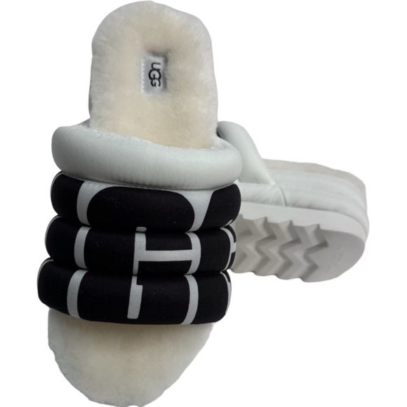 Ugg Maxi Slide Logo Platform In White Women's Size 8 NWT NO Box - Picture 12 of 16